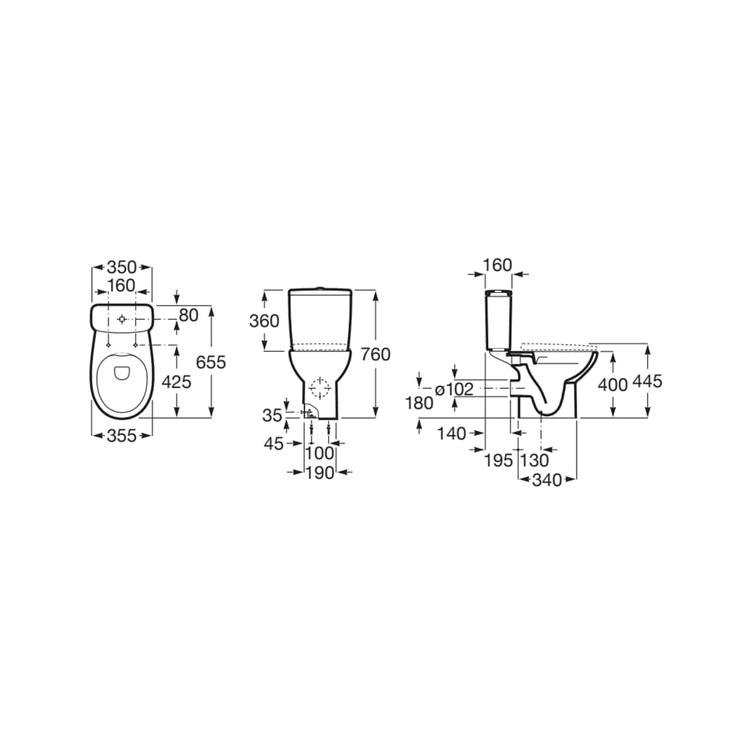 Toilet bowl with horizontal drain Rimless A342V03000 – Roca Испания 11.21.54.0108 – снимка 1